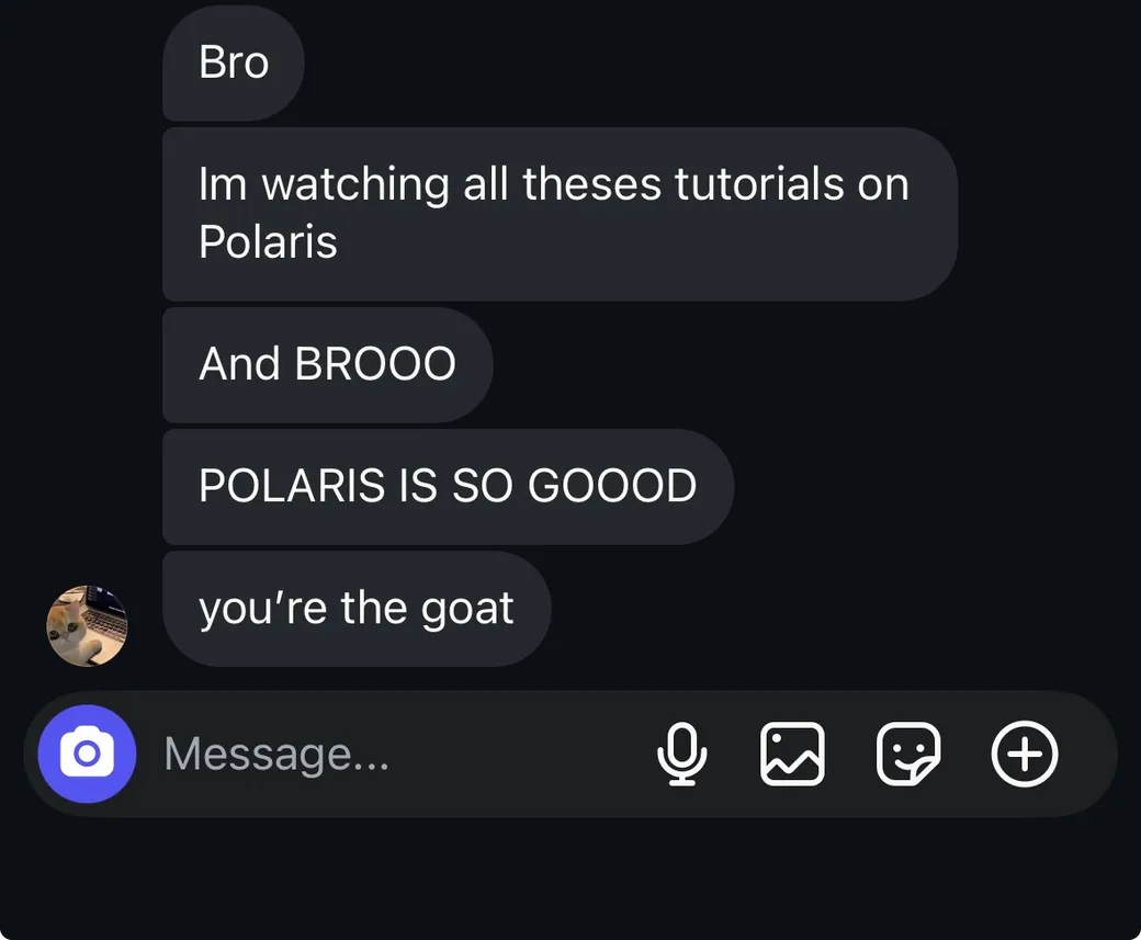 Polaris user message